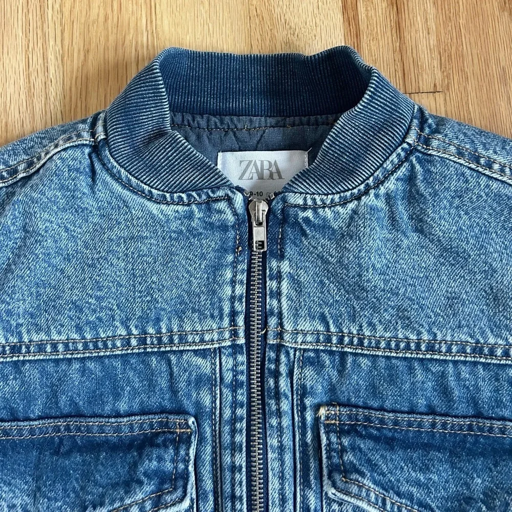 ZARA kids denim bomber jacket insulated fall winter layer size 9-10
